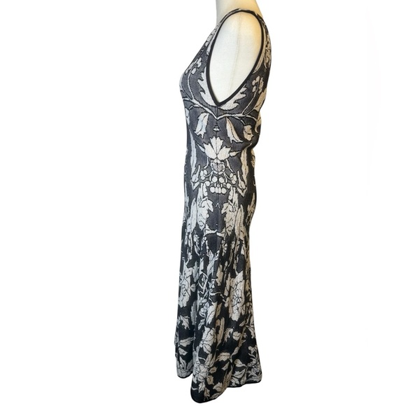 Peruvian Connection Black and White Floral Sleeveless Midi Dress Size Medium - Picture 2 of 4